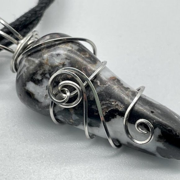 Zebra Jasper Elegant Wire Wrapped Pendant - Picture 5 of 8